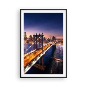 Plakat w czarnej ramie - Świetlistym mostem do serca miasta - 61x91 cm