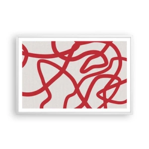 Plakat w białej ramie - Czerwono na białym - 91x61 cm