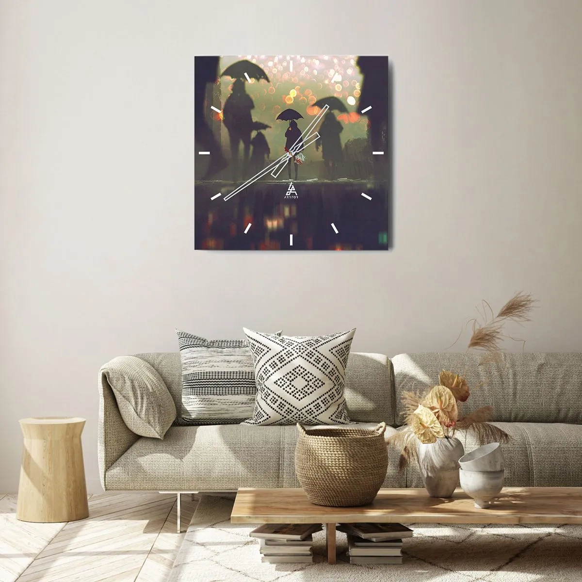 Zegar ścienny - Z perspektywy kropli deszczu - 40x40 cm