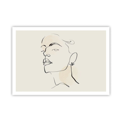 Plakat - Minimalistyczny szkic kobiecej twarzy - 100x70cm - Dumne spojrzenie - Nowoczesna dekoracja ścienna do salonu i sypialni ARTTOR