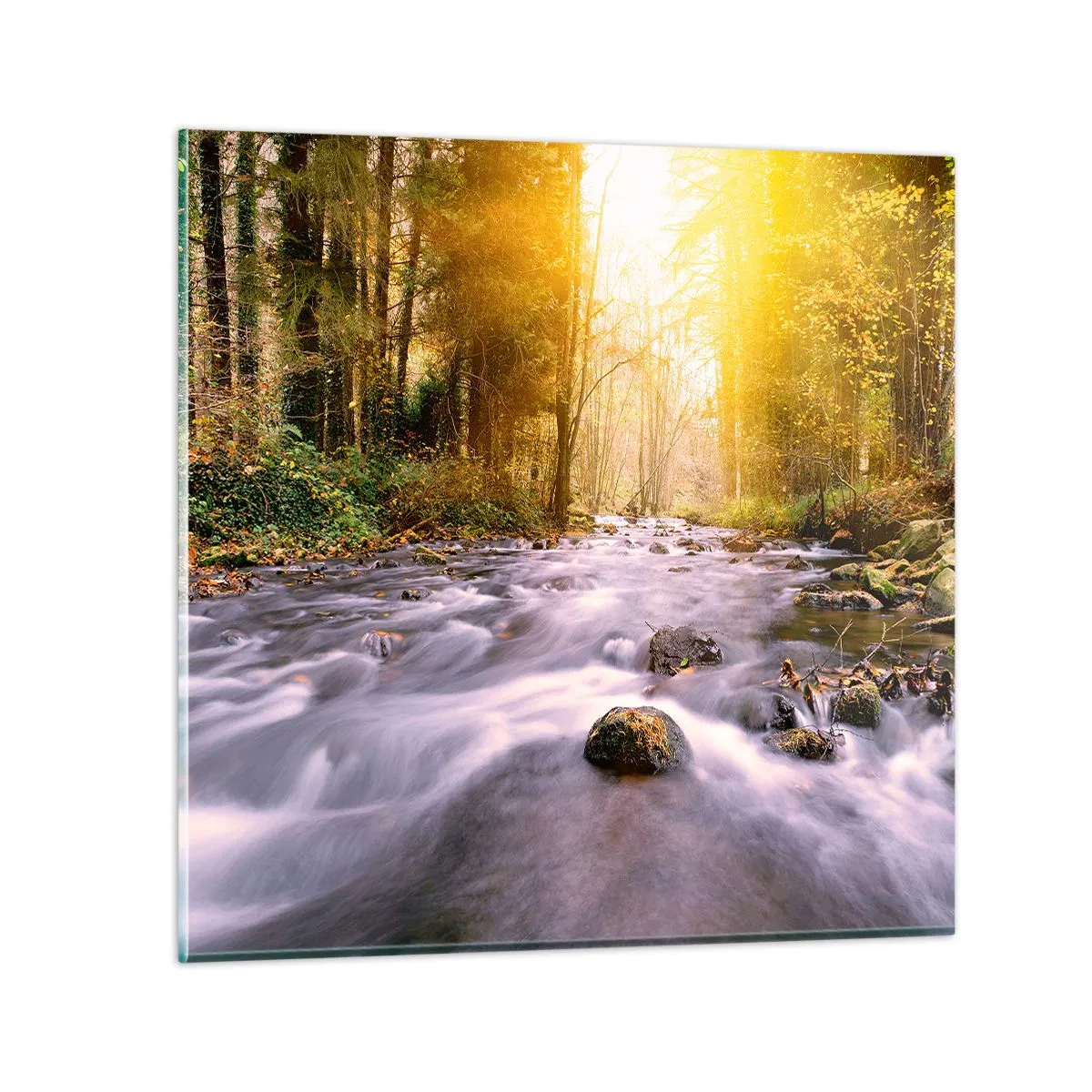 Obraz na szkle - Malachit w srebrno-złotej oprawie - 40x40 cm