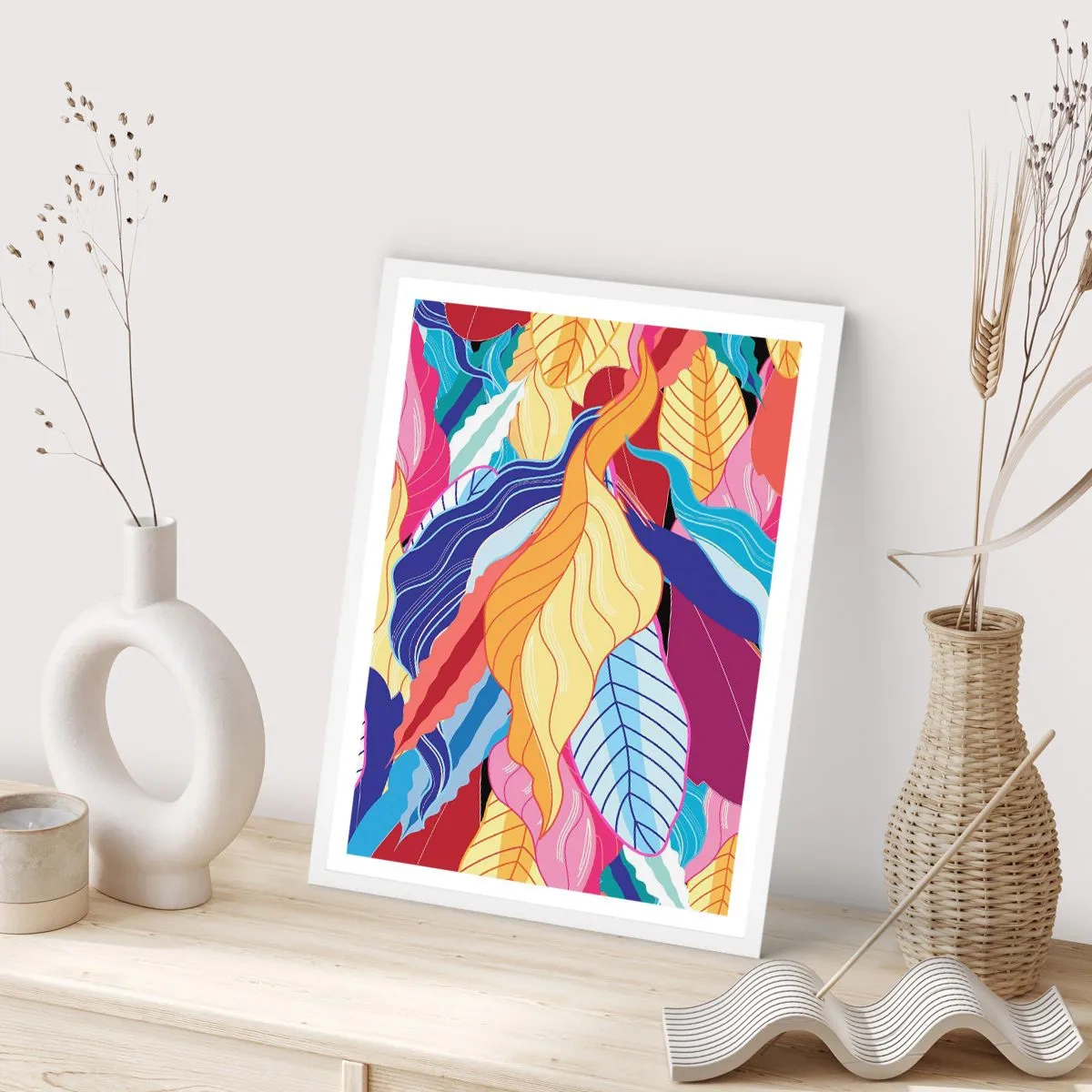 Plakat w białej ramie - Kolorowy bałagan - 30x40 cm