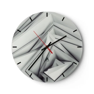 Zegar ścienny - Geometryczne, przestrzenne kształty w odcieniach szarości - 30x30cm - Ostrych kątów pąkowie - Nowoczesna dekoracja ścienna do salonu, kuchni i sypialni ARTTOR