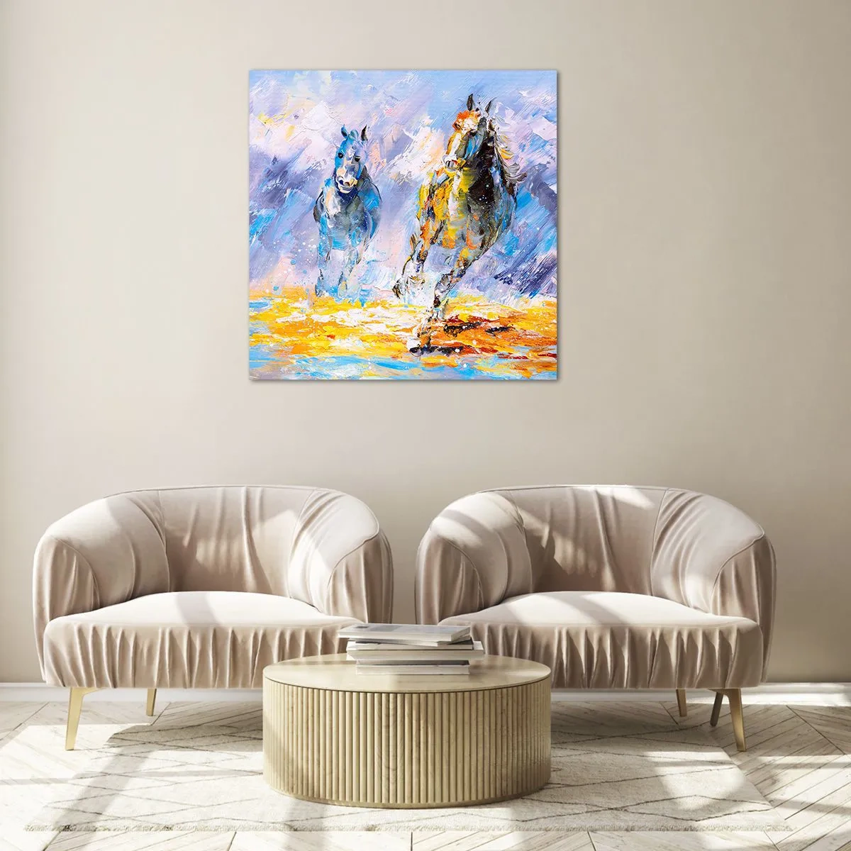 Obraz na szkle - Galopem przez blask - 40x40 cm