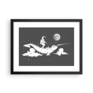 Plakat w czarnej ramie - Kosmiczny jeździec - 40x30 cm