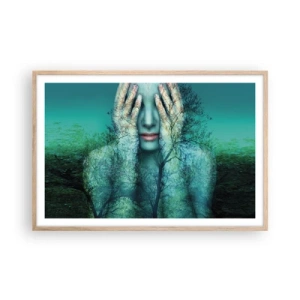 Plakat w ramie jasny dąb - Zanurzona w błękicie - 91x61 cm