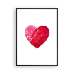 Plakat w czarnej ramie - Serce w czerwonych i różowych odcieniach - 50x70cm - All you need is love - Nowoczesna dekoracja ścienna do salonu i sypialni ARTTOR