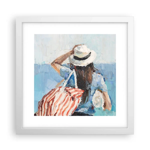 Plakat w białej ramie - Witaj na wakacjach - 30x30 cm