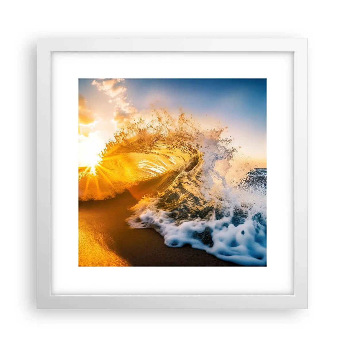 Plakat w białej ramie - Zabawa na piasku - 30x30 cm