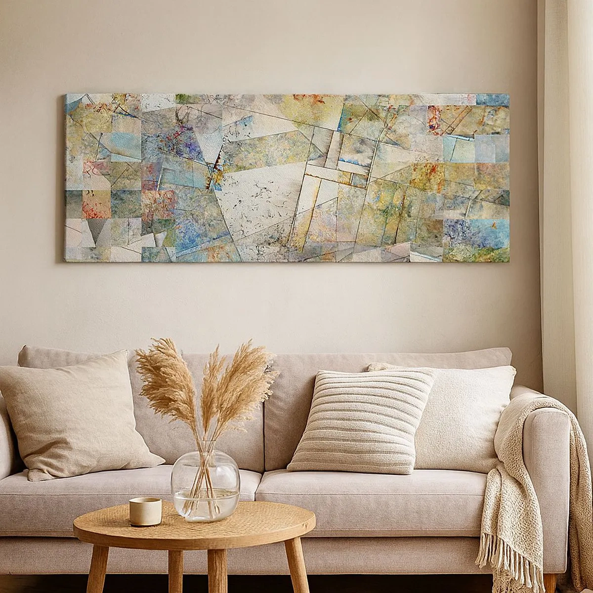 Obraz na płótnie - Geometryczne przetasowanie - 100x40 cm