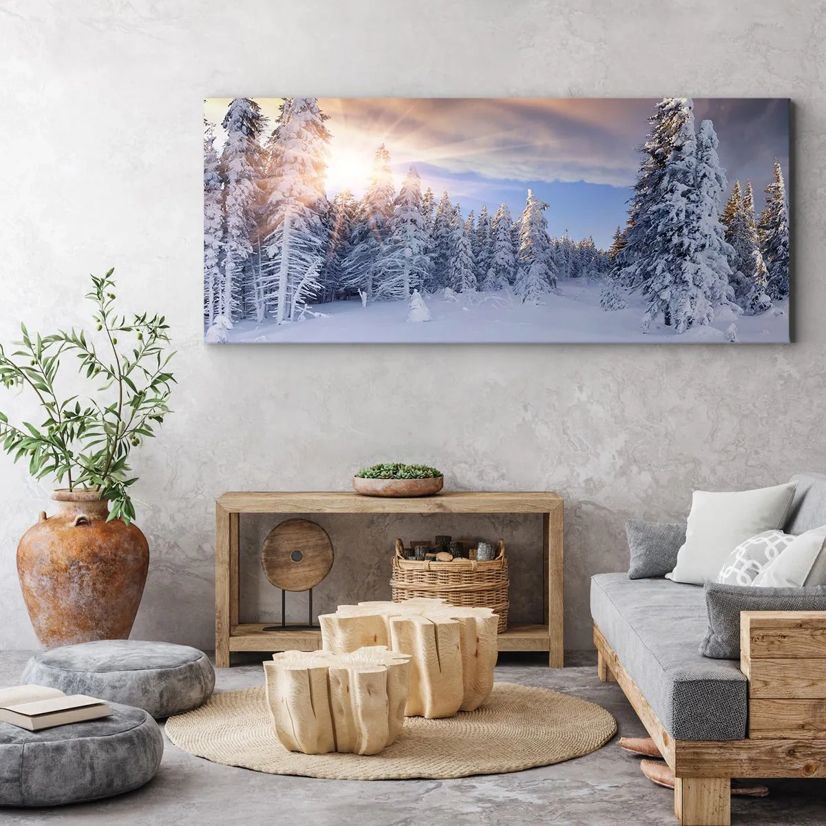 Obraz na płótnie - Snieżny spektakl natury - 90x30 cm