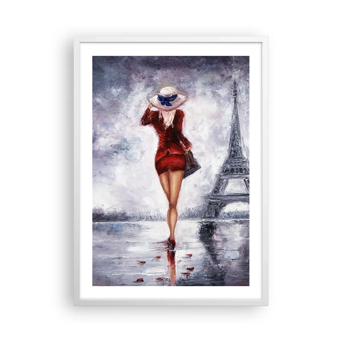 Plakat w białej ramie - Paryskie symbole - 50x70 cm