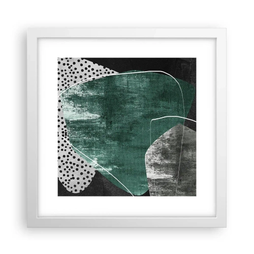 Plakat w białej ramie - Barwna abstrakcja z płatkiem złota - 30x30 cm