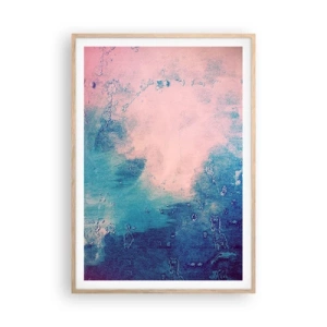 Plakat w ramie jasny dąb - Błękitne objęcia - 70x100 cm