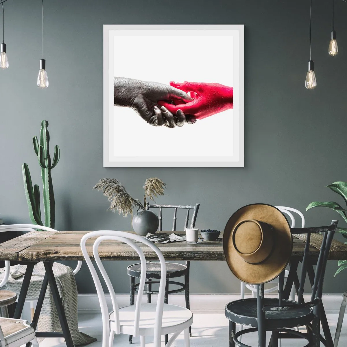 Plakat w białej ramie - Razem, choć inni - 50x50 cm