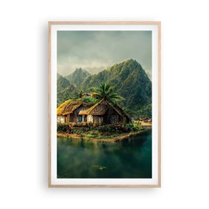 Plakat w ramie jasny dąb - Tropikalny raj - 61x91 cm