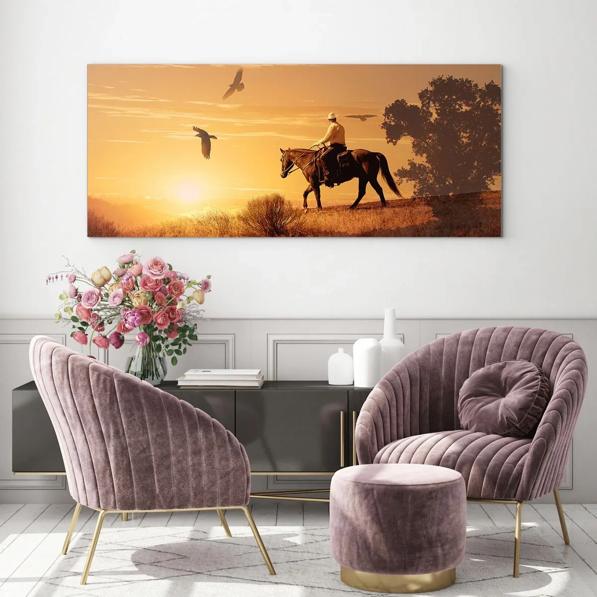 Obraz na szkle - Samotnie przez prerię - 90x30 cm