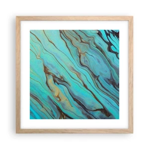 Plakat w ramie jasny dąb - Turkusowy przypływ - 40x40 cm