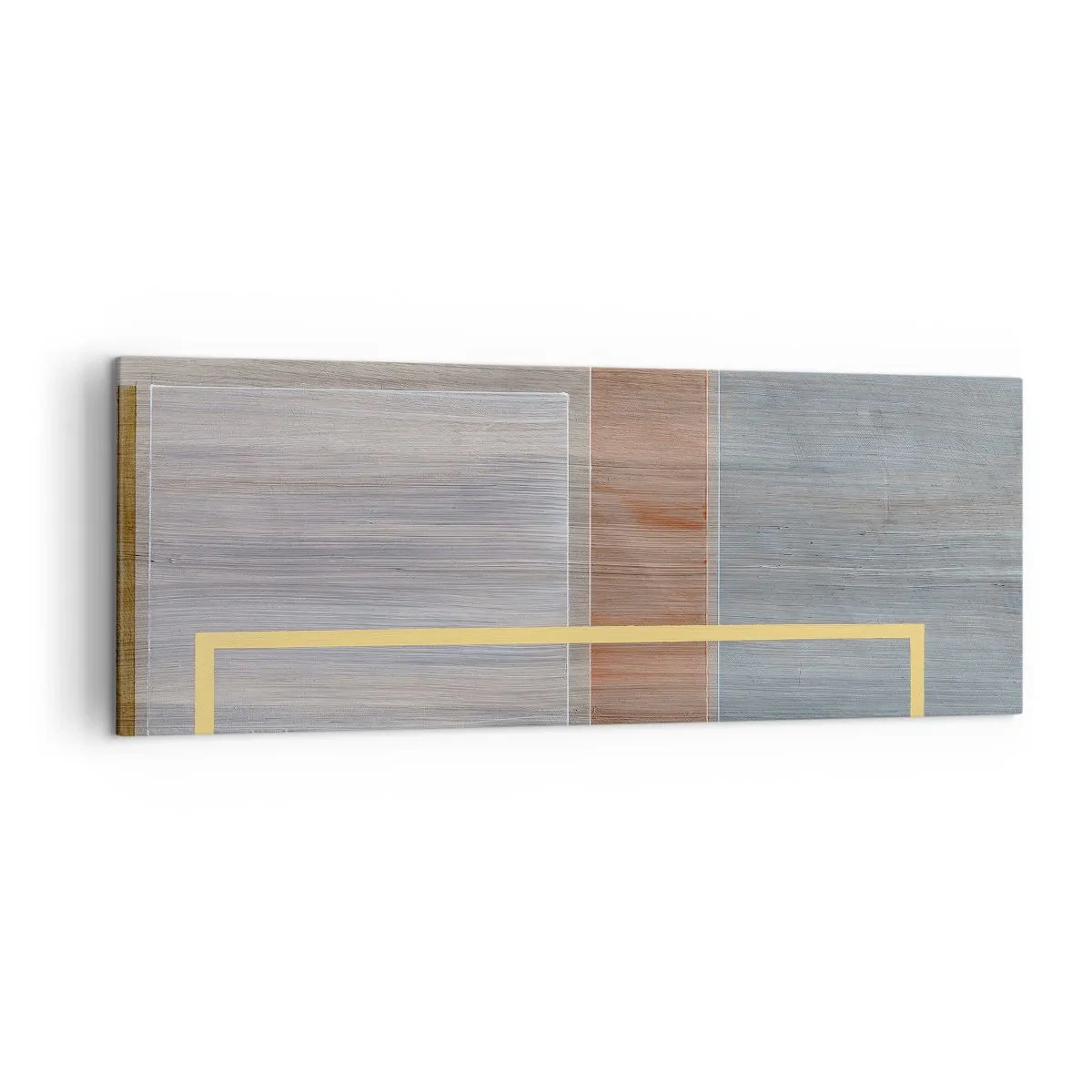 Obraz na płótnie - Geometryczna kompozycja w pastelowych barwach z prostokątami - 140x50cm - Prosto i spokojnie - Nowoczesna dekoracja ścienna do salonu i sypialni ARTTOR