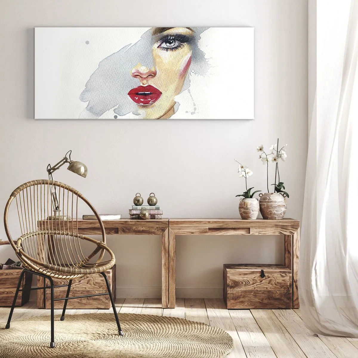 Obraz na płótnie - Odbicie w kropli wody - 100x40 cm