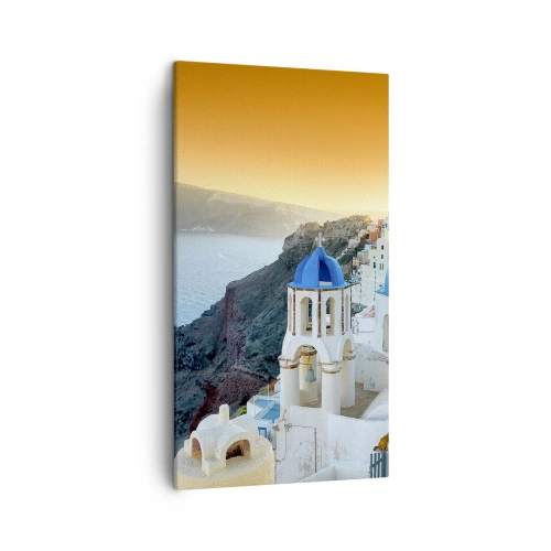 Obraz na płótnie - Santorini - przytulone do skał - 45x80 cm