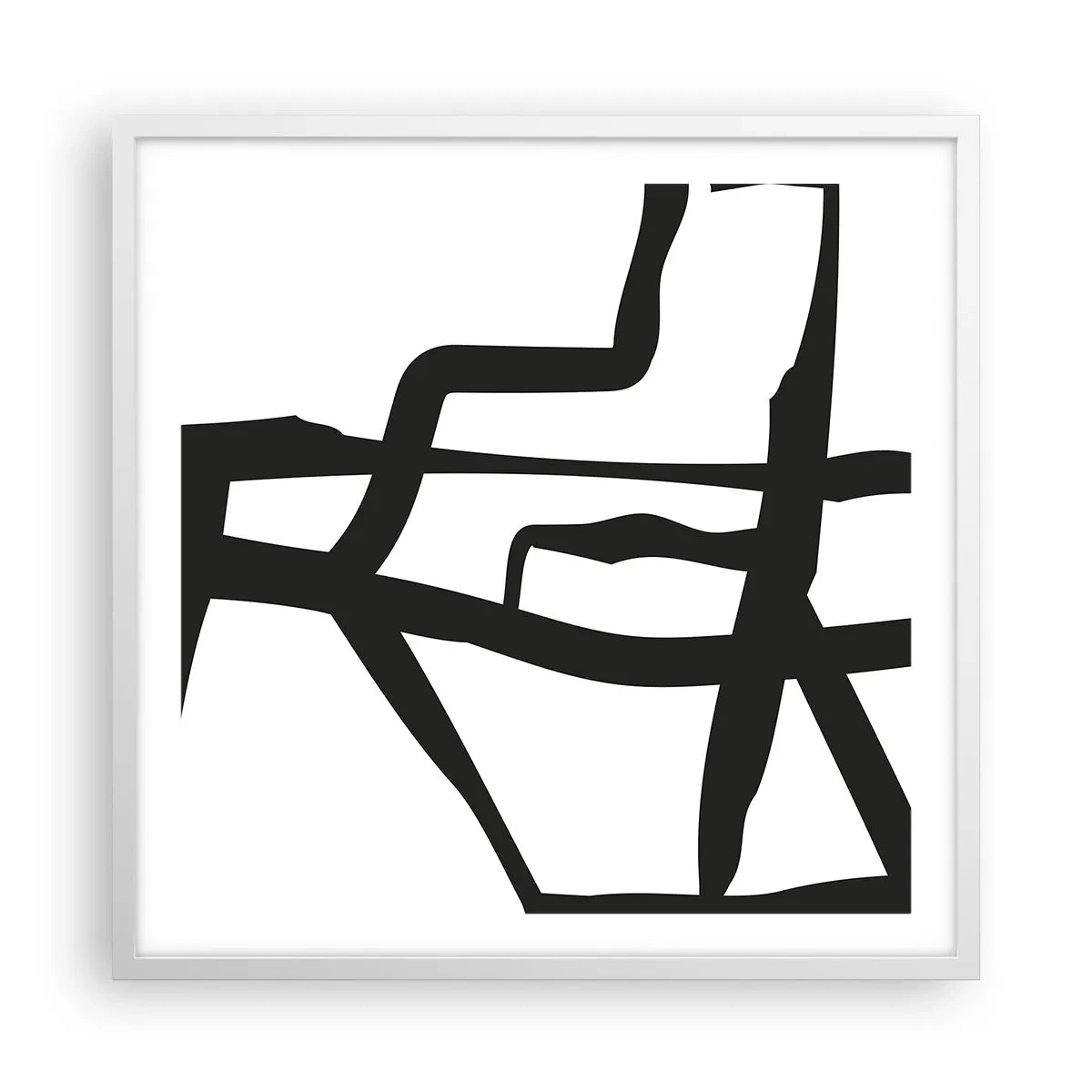 Plakat w białej ramie - Czarno-biała konstrukcja - 60x60 cm