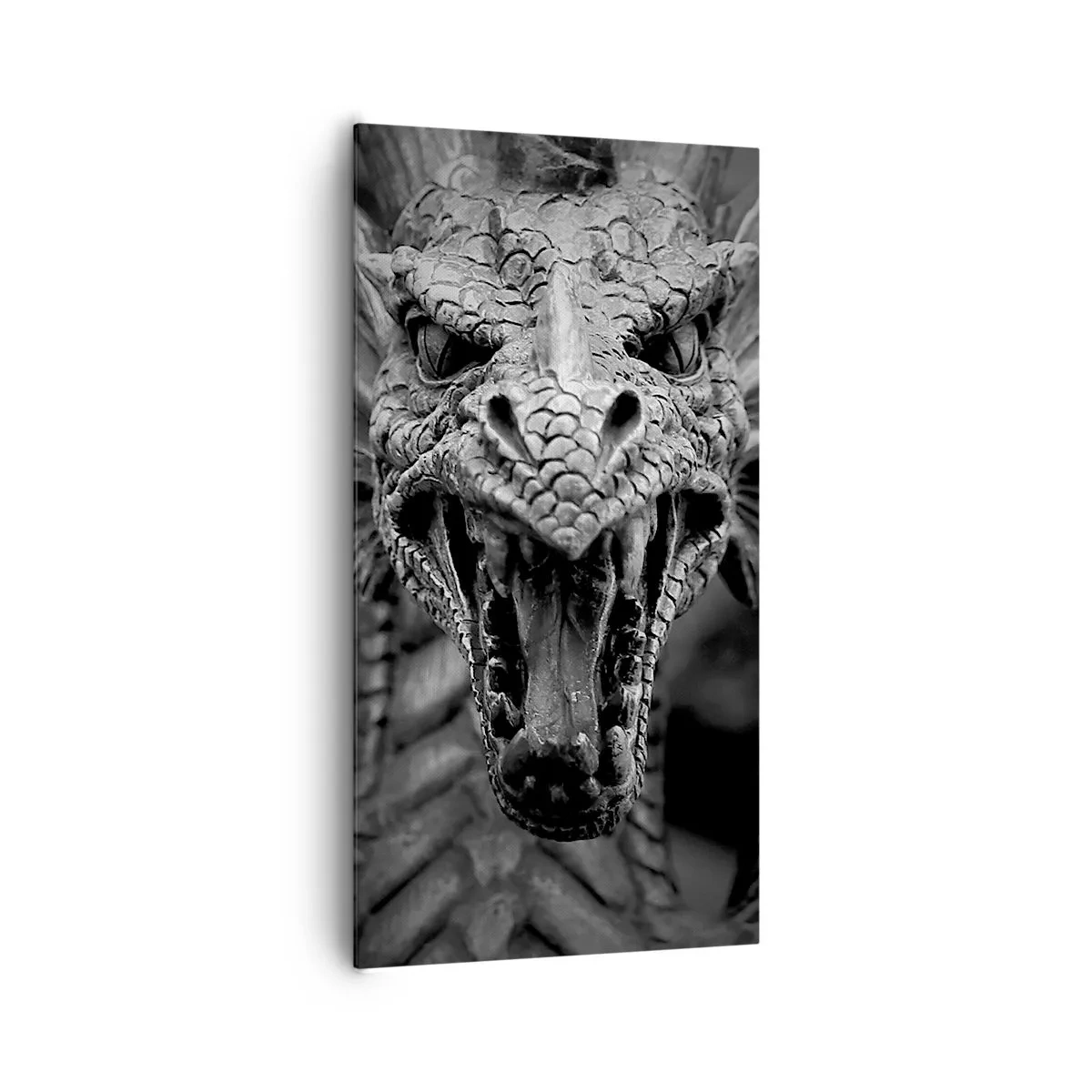 Obraz na płótnie - Baśniowy smok w szarościach - 65x120 cm
