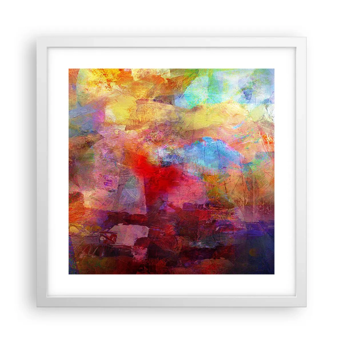 Plakat w białej ramie - Zajrzeć do środka tęczy - 40x40 cm