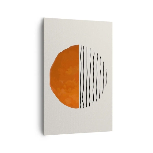 Obraz na płótnie - Minimalistyczny zachód słońca nad liniami przypominającymi fale - 80x120cm - W japońskim klimacie - Nowoczesna dekoracja ścienna do salonu i sypialni ARTTOR