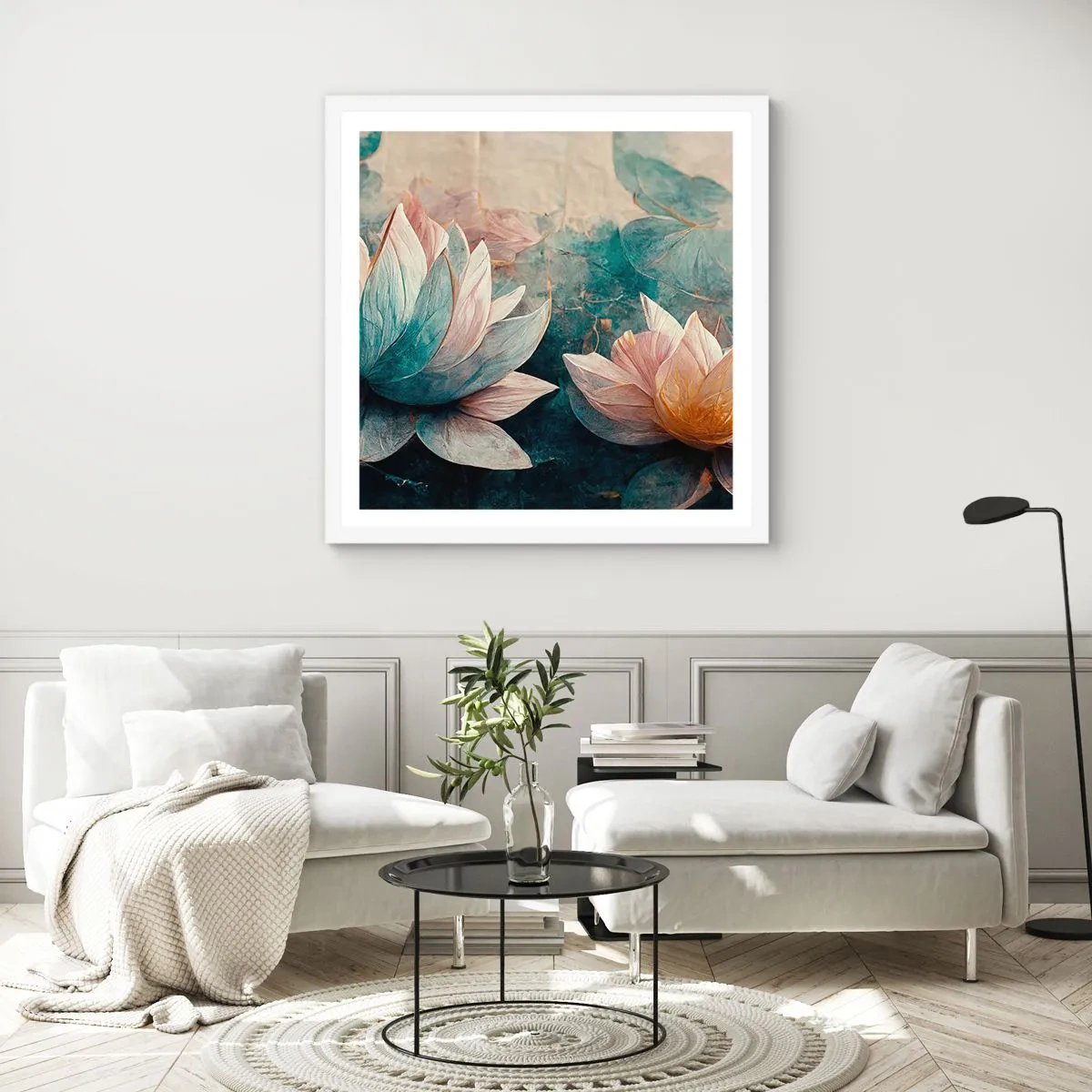 Plakat w białej ramie - Gwiazdy jeziora - 30x30 cm