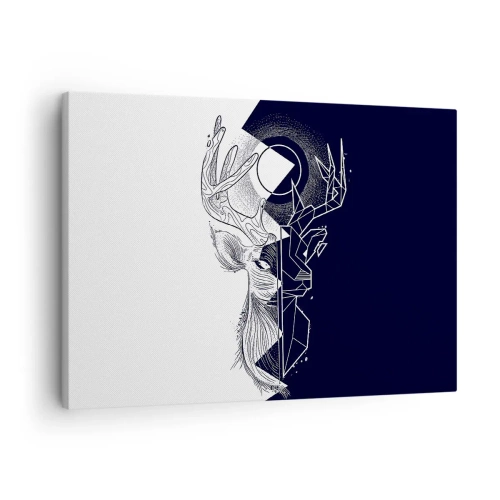 Obraz na płótnie - Geometria i natura w symbolicznej kompozycji - 70x50cm - Walka i jedność przeciwieństw - Nowoczesna dekoracja ścienna do salonu i sypialni ARTTOR