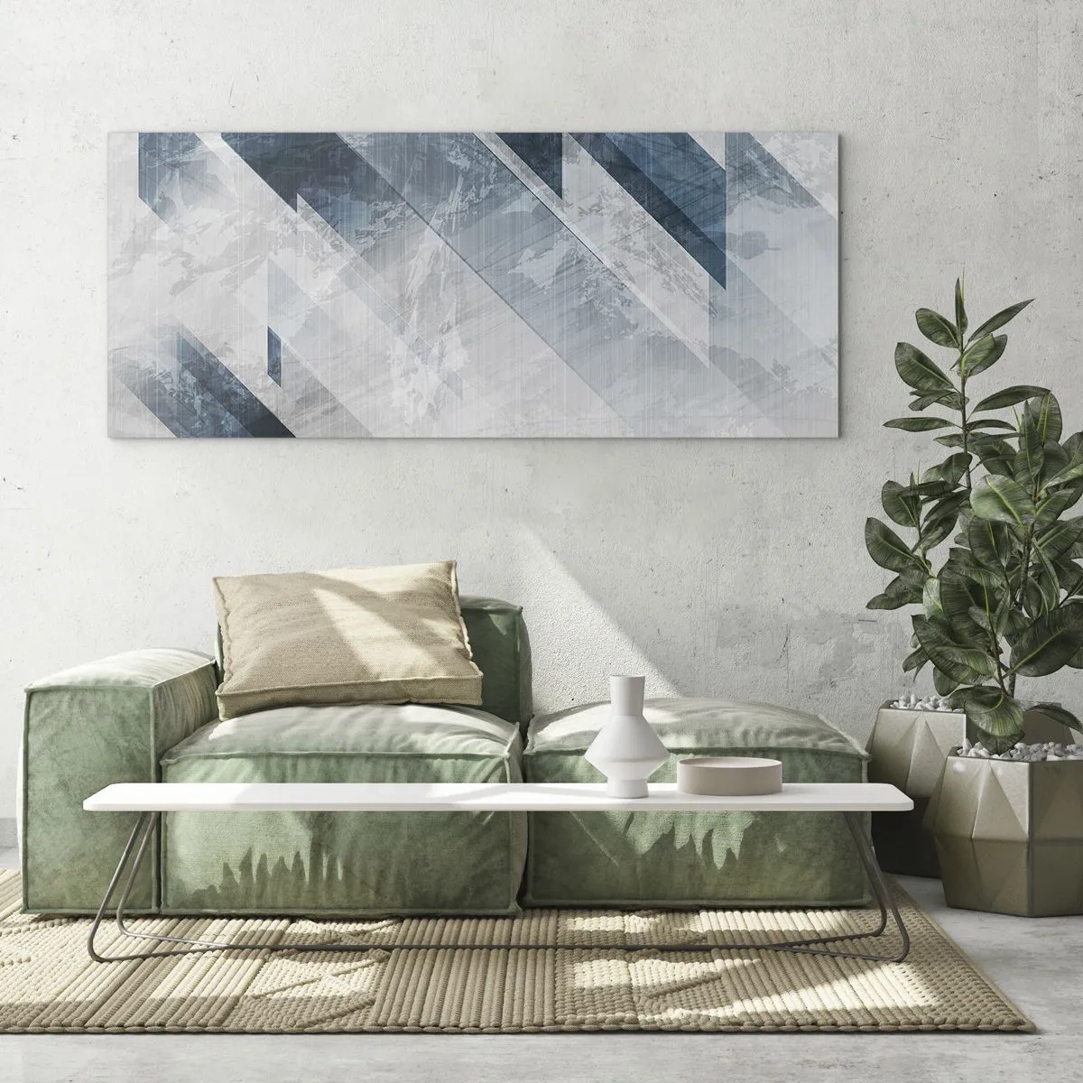 Obraz na szkle - Kompozycja przestrzenna – ruch szarości - 100x40 cm