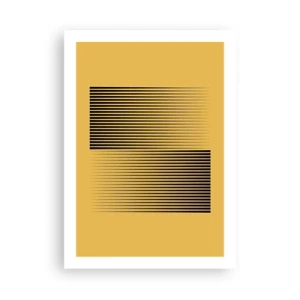 Plakat - Minimalistyczna kompozycja linii na musztardowym tle - 50x70cm - Kwadratura przeciwieństw - Nowoczesna dekoracja ścienna do salonu, kuchni i sypialni ARTTOR