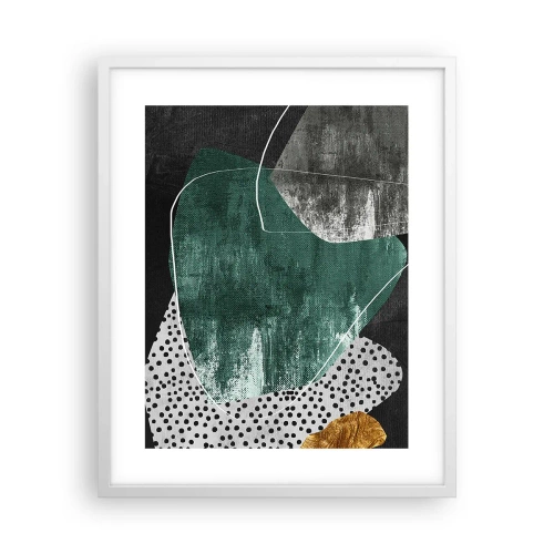 Plakat w białej ramie - Barwna abstrakcja z płatkiem złota - 40x50 cm