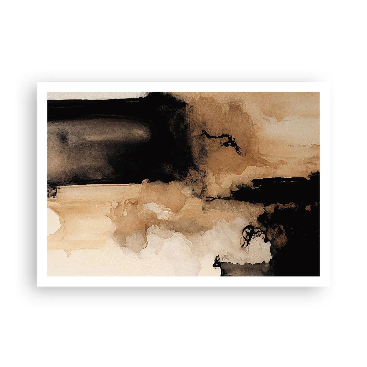 Plakat - Abstrakcyjna kompozycja w odcieniach brązu i czerni - 100x70cm - Abstrakcja intrygująca - Nowoczesna dekoracja ścienna do salonu i sypialni ARTTOR