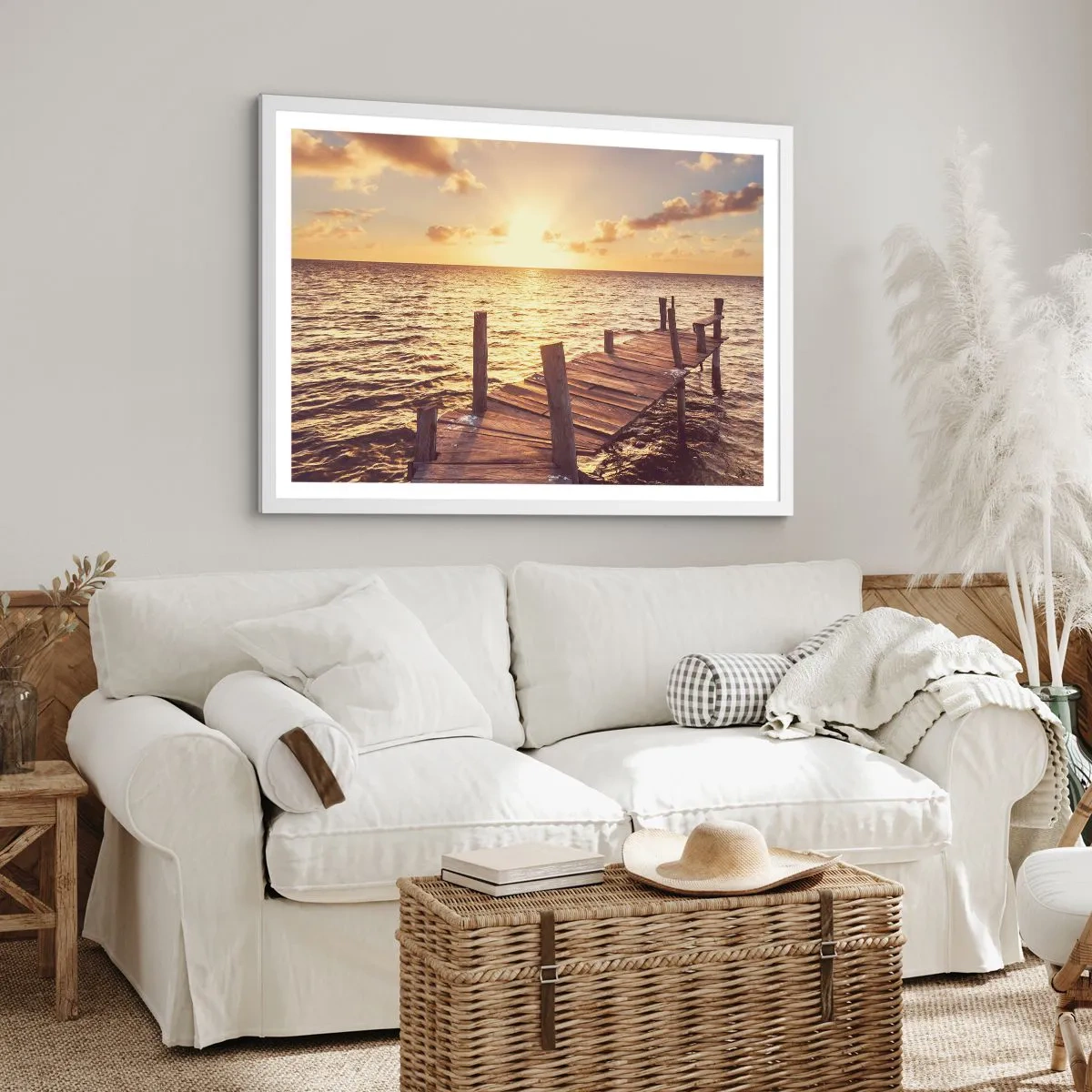 Plakat w białej ramie - Złota kraina łagodności - 50x40 cm