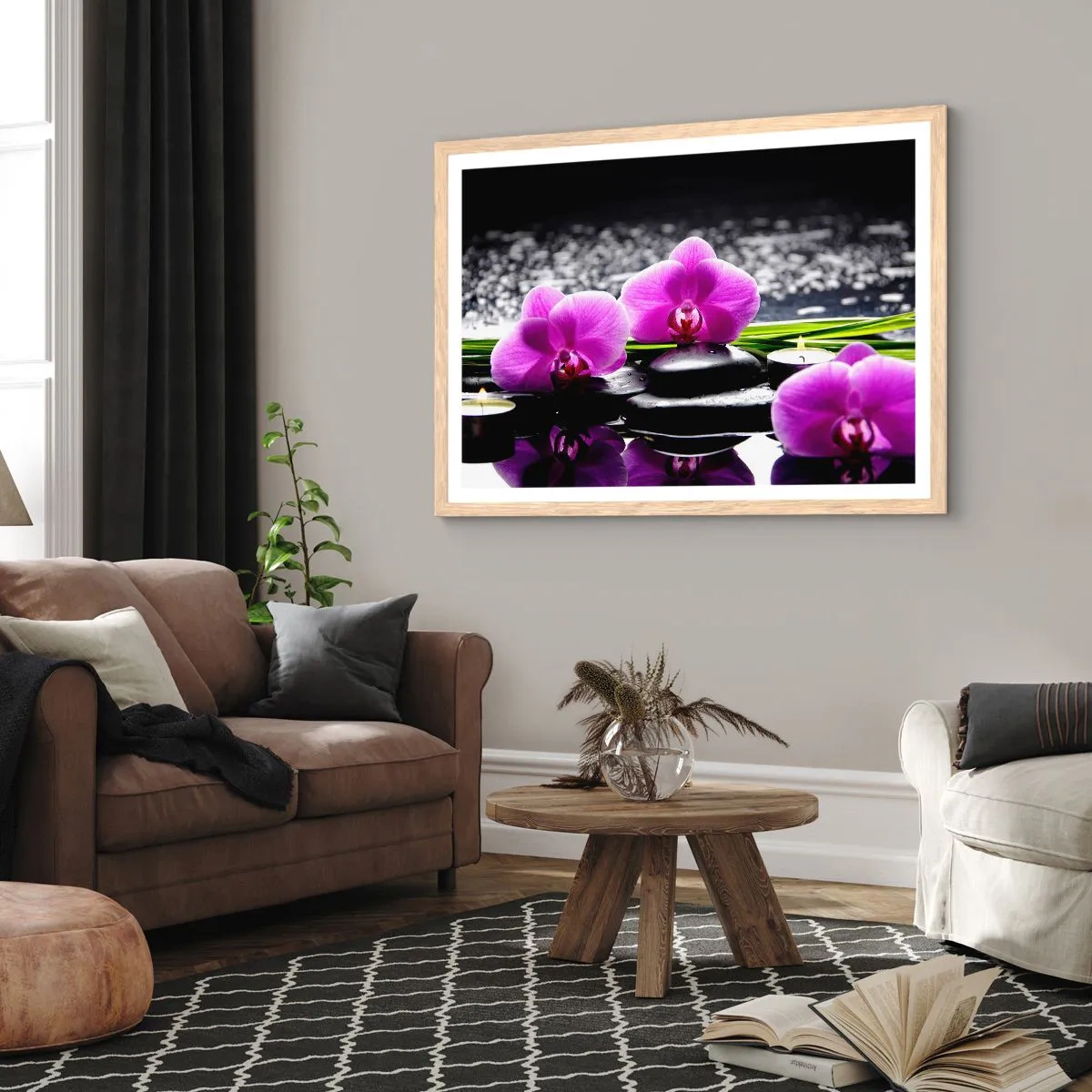 Plakat w ramie jasny dąb - Utonąć w ciszy i spokoju - 70x50 cm