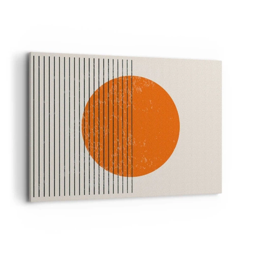 Obraz na płótnie - Minimalistyczne słońce z geometrycznymi liniami - 100x70cm - Zawsze słońce - Nowoczesna dekoracja ścienna do salonu, kuchni i sypialni ARTTOR