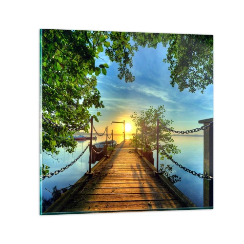 Obraz na szkle - Zachód nad wodą - 70x70 cm