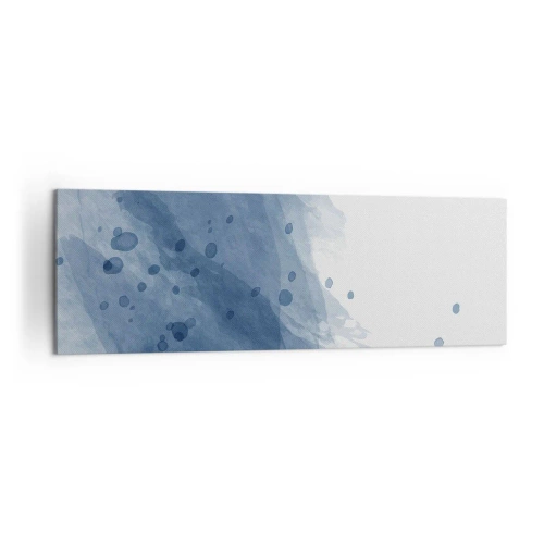 Obraz na płótnie - Abstrakcyjne plamy i smugi w odcieniach niebieskiego - 160x50cm - Niebieski tiul - Nowoczesna dekoracja ścienna do salonu i sypialni ARTTOR
