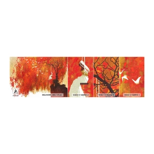 Fototapeta Próbka Samoprzylepna Deluxe Sticker - Poleci z nimi? - Abstrakcja, Kobieta, Ptaki - 100x30 cm