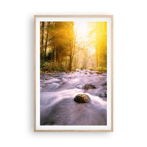 Plakat w ramie jasny dąb - Malachit w srebrno-złotej oprawie - 61x91 cm