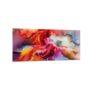 Obraz na szkle - Kolorowa abstrakcja o dynamicznej kompozycji - 120x50cm - Jak pochwycić marzenia - dym - Nowoczesna dekoracja ścienna do salonu i sypialni ARTTOR
