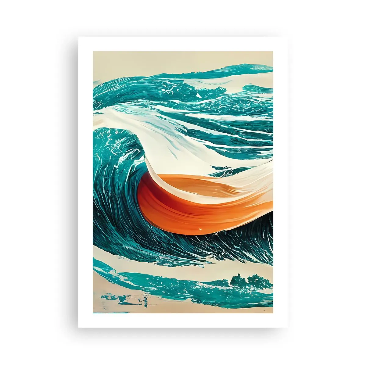 Plakat - Dynamiczna fala w abstrakcyjnych barwach - 50x70cm - Sen surfera - Nowoczesna dekoracja ścienna do salonu, kuchni i sypialni ARTTOR