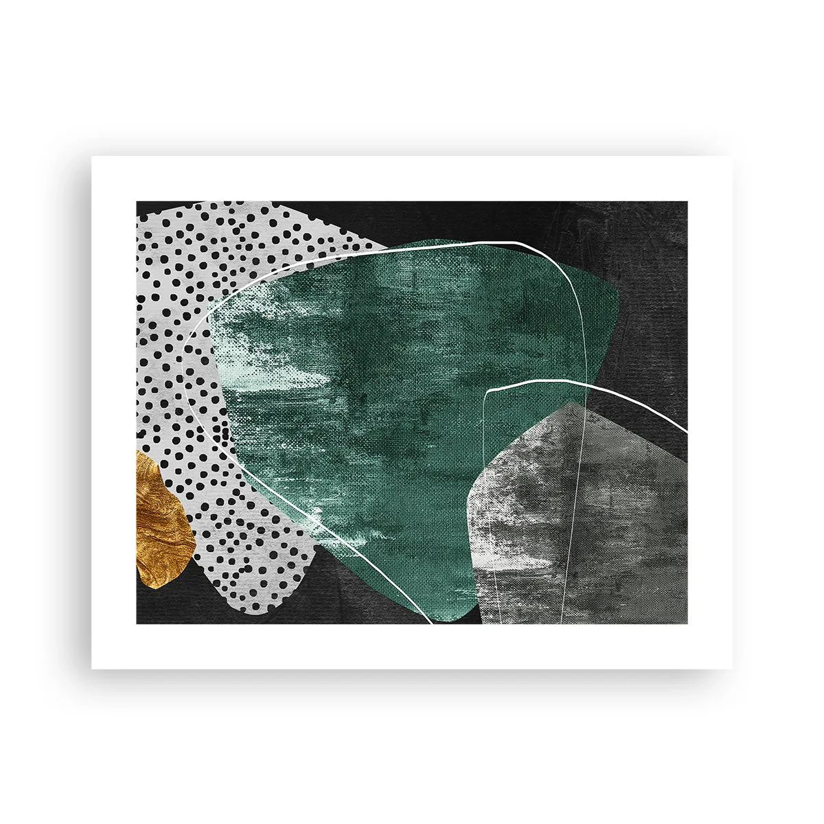 Plakat - Barwna abstrakcja z płatkiem złota - 50x40 cm