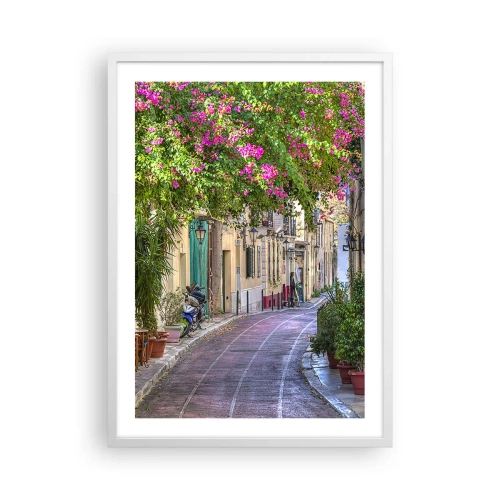 Plakat w białej ramie - Kwitnący zaułek - 50x70 cm