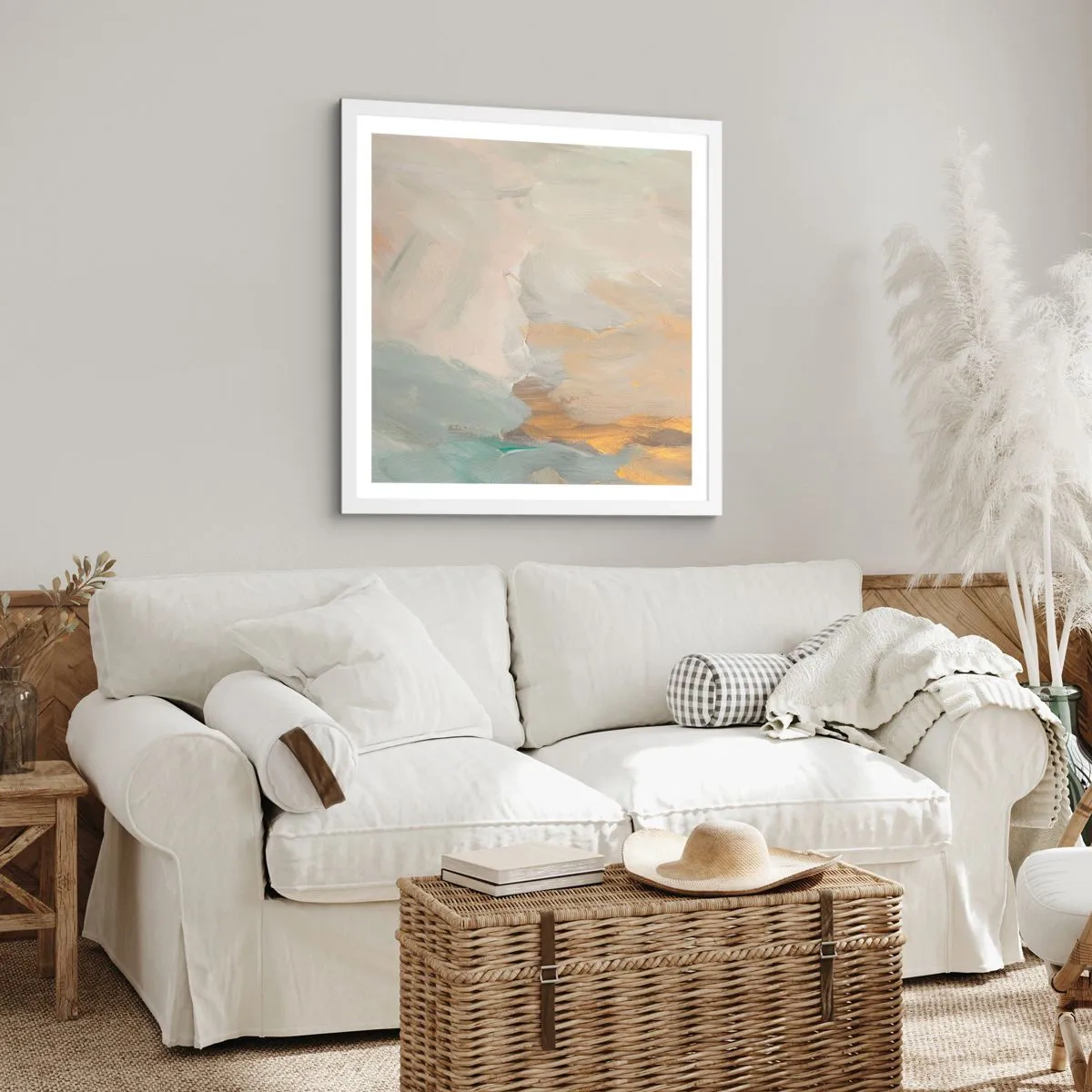 Plakat w białej ramie - Abstrakcja – kraina łagodności - 30x30 cm