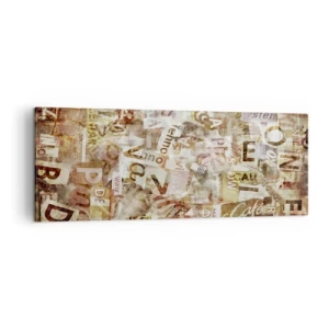 Obraz na płótnie - Abstrakcyjna kompozycja z literami i wycinkami tekstu - 140x50cm - Zjednoliterzam paplomanię - Nowoczesna dekoracja ścienna do salonu i sypialni ARTTOR