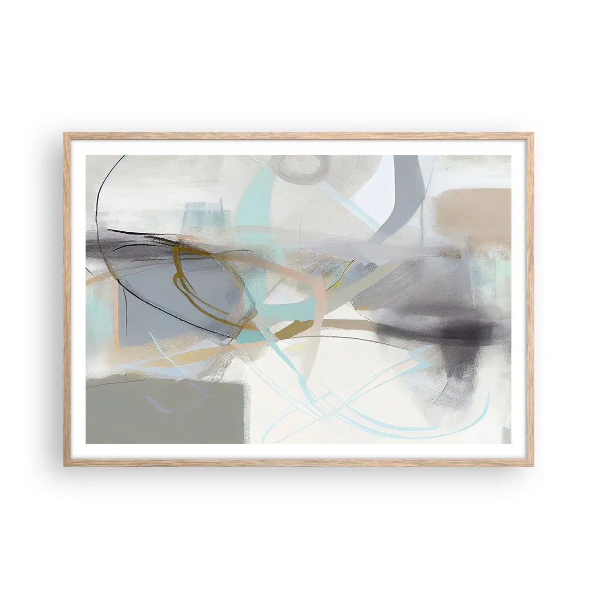 Plakat w ramie jasny dąb - Abstrakcja zamglona - 100x70 cm