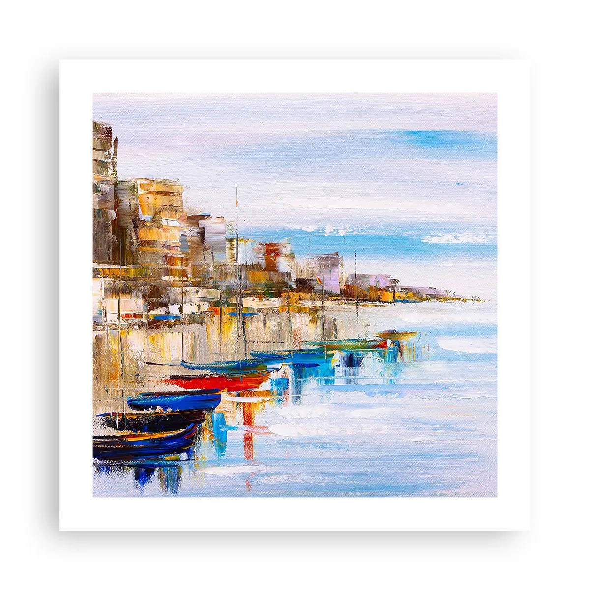 Plakat - Wielobarwna miejska przystań - 50x50 cm